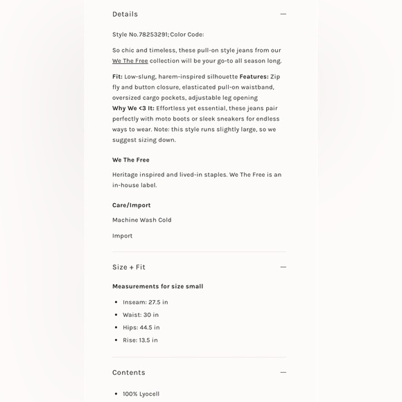 NWT Free People We the Free Hazel Drop Waist Jeans M Warm White New $158 denim - Picture 4 of 4